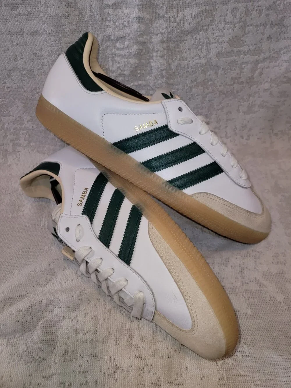 Adidas Men’s Samba OG Originals Size 9 White Collegiate Green Gum JS3831 Shoes - Picture 8 of 16